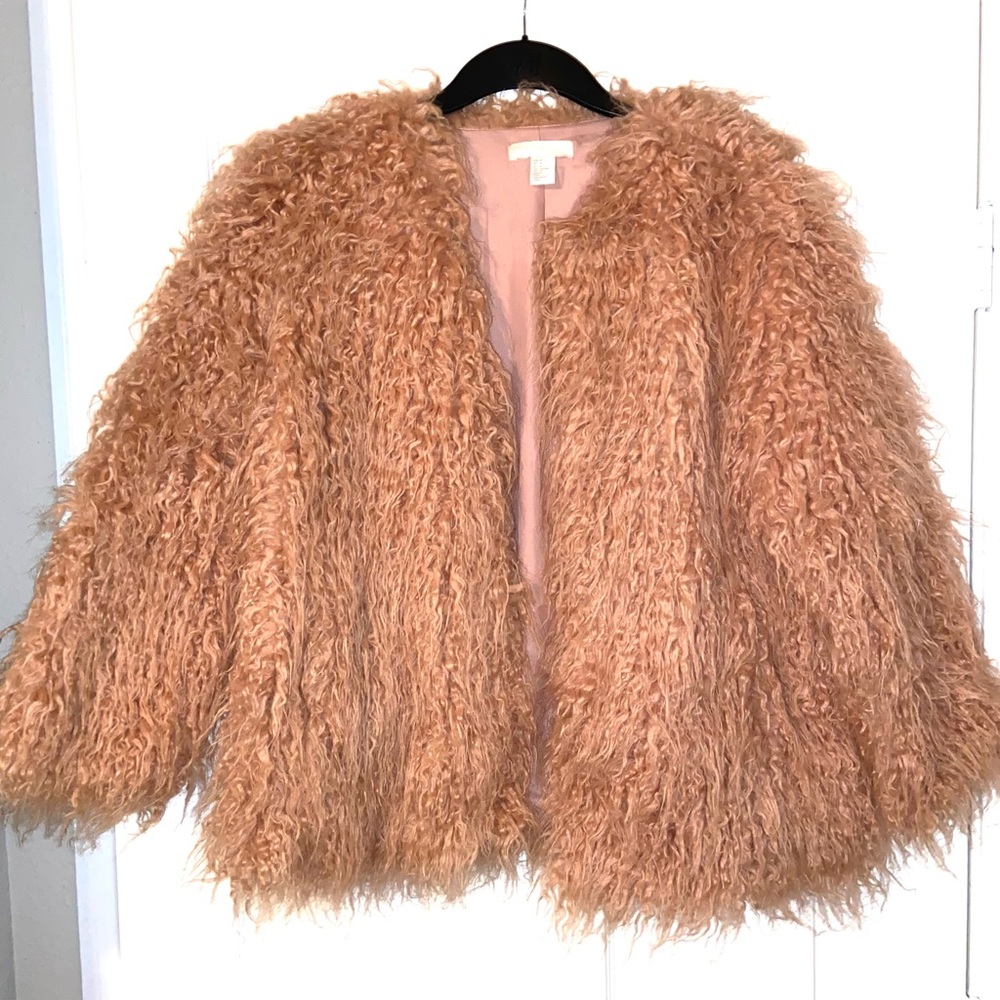 Blush Shaggy Coat Pennylane Medium Pink Faux Fur Oversize Retro Club Festival